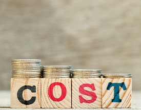 Cost written on wooden blocks