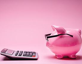 Piggy bank and calculator