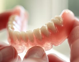 Model of smile with partial denture