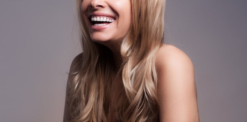 woman smiling with veneers in Canton