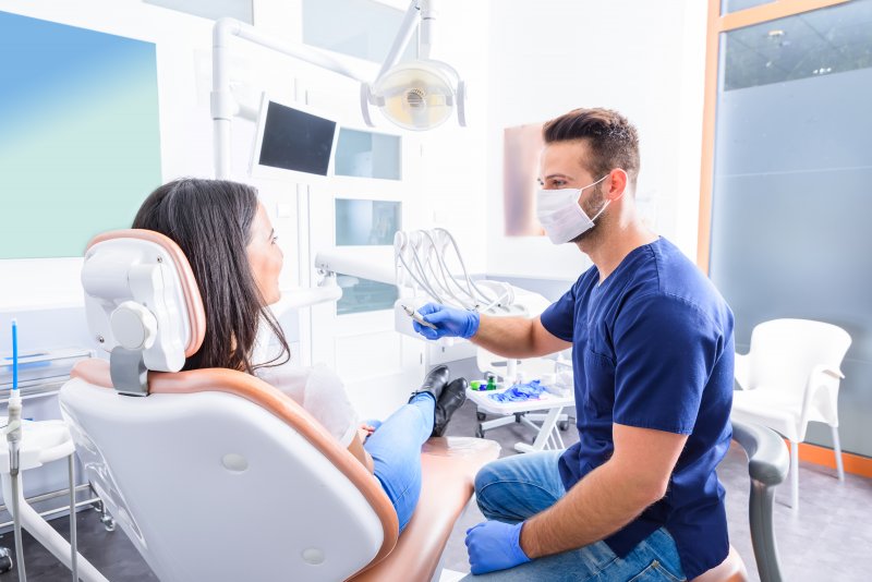 Woman in dental chair